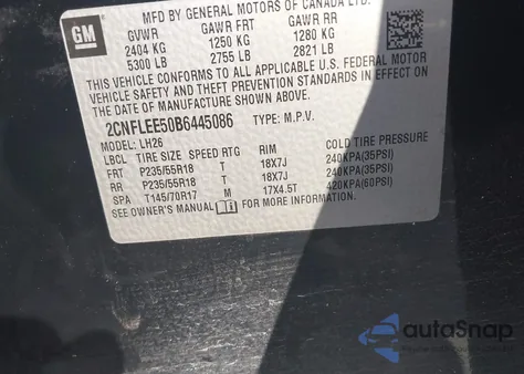 2011 Chevrolet Equinox 1Lt from USA, damaged, VIN 2CNFLEE50B6445086